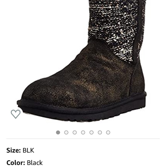 Brand New In Box UGG Lyla Boot Black With Metallic Gold Detail. - Picture 6 of 6